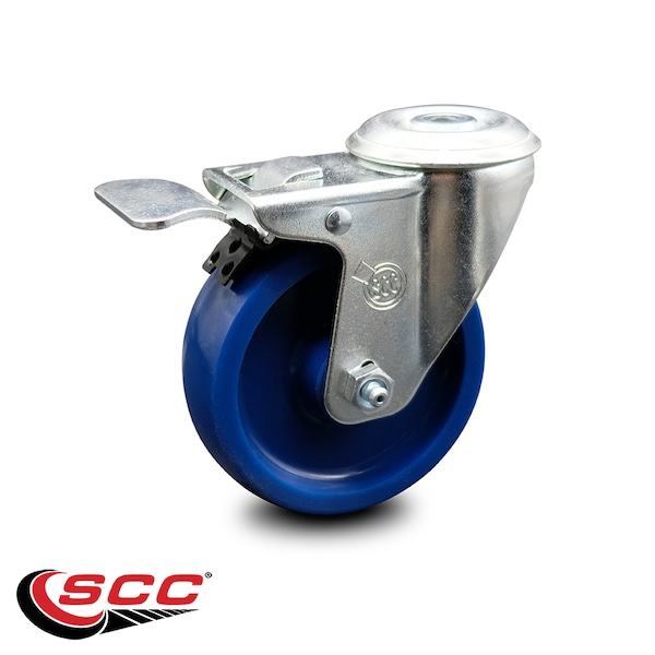 4 Inch Solid Polyurethane Wheel Bolt Hole Caster with Total Lock Brake SCC